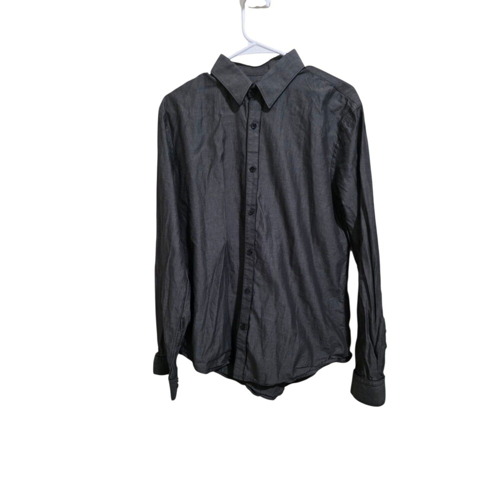 Express Fitted Long Sleeve Slate Grey Men's Shirt Size 16- 16 1/2